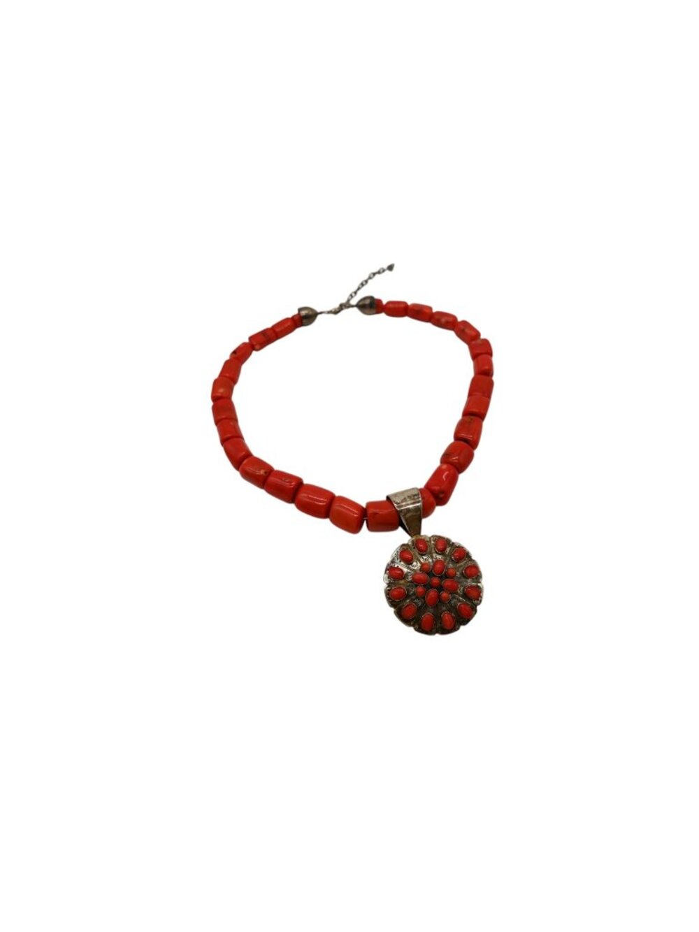 Desert Rose Trading Mine Finds Jay King Red Coral Beaded Pendant Necklace